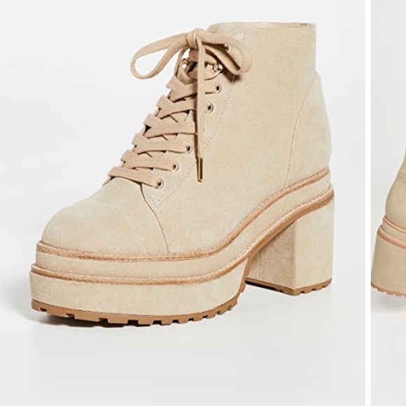 Cult Gaia Cream Suede Bratz Lug Soled Platform Ankle Boots, size 7 - Picture 8 of 11